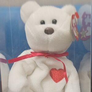 Rare Ty Valentino Bear Beanie Babie with Brown Nose And Errors!!